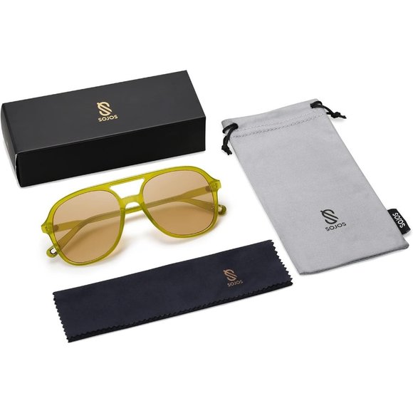 Women ClearOlive Green Brown Square Oversized Retro Polarized Sunglasses - Picture 5 of 5